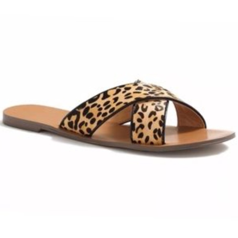 J. Crew Factory Leopard Calf Hair Seaside Sandals